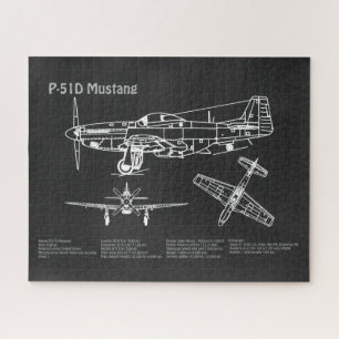 P-51D Mustang - Aeroplane Blueprint PD Jigsaw Puzzle