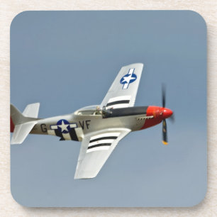 P-51D Mustang Fighter with D-Day markings flying Coaster
