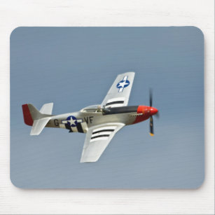 P-51D Mustang Fighter with D-Day markings flying Mouse Pad
