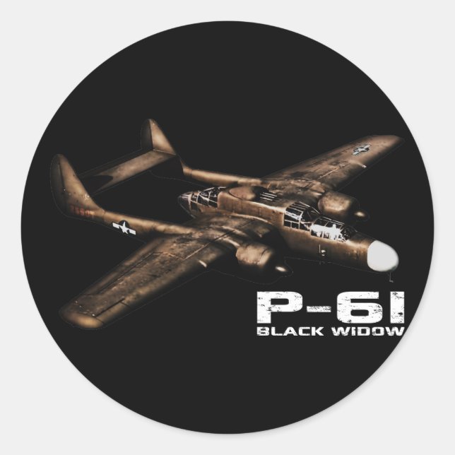 P-61 Black Widow Classic Round Sticker (Front)