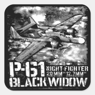 P-61 Black Widow Square Sticker