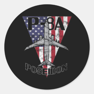 P-8 Poseidon Military Aeroplane Patriotic Classic Round Sticker