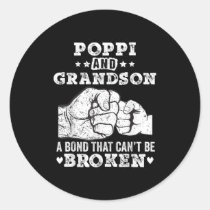 P And Grandson A Bond That Cant Be Broken Grandpa Classic Round Sticker