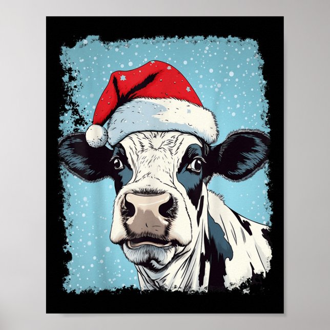 P Art Colourful Cow Christmas  Poster (Front)