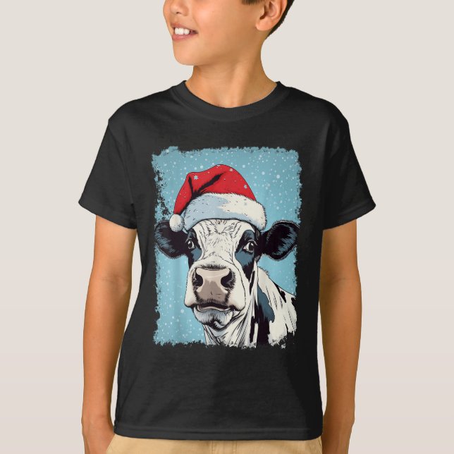 P Art Colourful Cow Christmas  T-Shirt (Front)