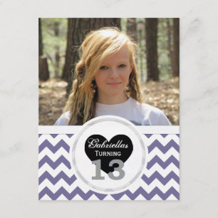P & B Chevron Pattern 13th Birthday Invitation