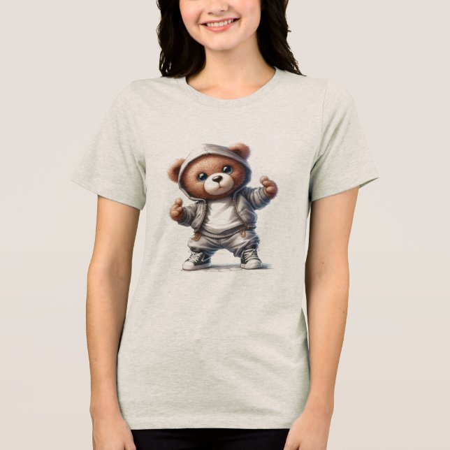 p cool  bear Tri-Blend shirt (Front)