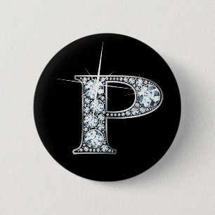 "P" Diamond Bling Button