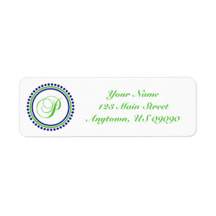 P Dot Circle Mongram Address Label (Green / Blue) Return Address Label