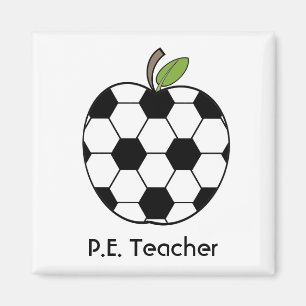 P.E. Teacher Soccer Ball Apple Magnet