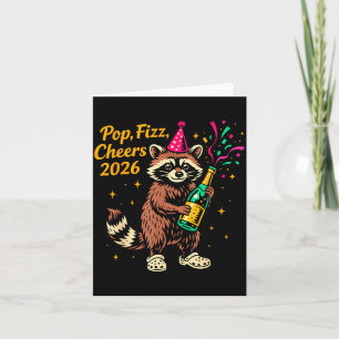 P Fizz Cheers 2026 Funny Racoon New Year Design  Card