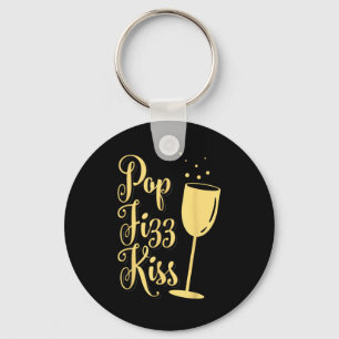 P Fizz Kiss Funny New Years Eve Wine Champagne  Key Ring