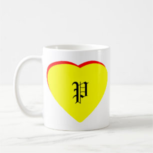 "P" Heart Yellow Red Wedding Invitation The MUSEUM Coffee Mug