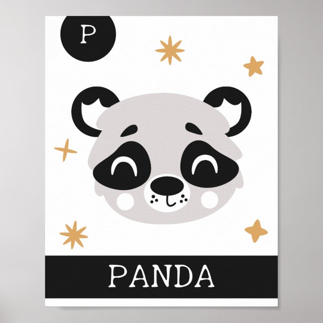 P is for Panda, Nursery, Bedroom, Kids' Wall Art (Front)