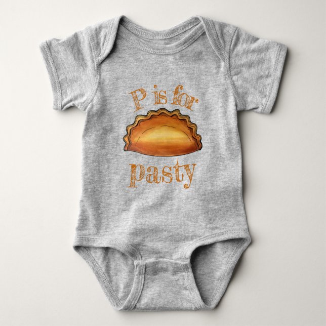 P is for Pasty British Meat Pie Savoury UK Food Baby Bodysuit (Front)