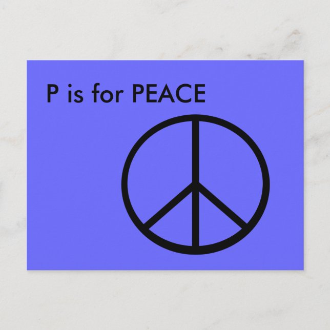"P" is for Peace Alphabet Flashcard Postcard (Front)