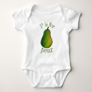 P IS FOR PEAR Fresh Ripe Green Pears Fruit Foodie Baby Bodysuit
