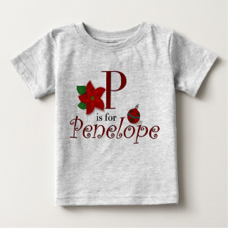 P is for Penelope, Baby's First Christmas T-shirt
