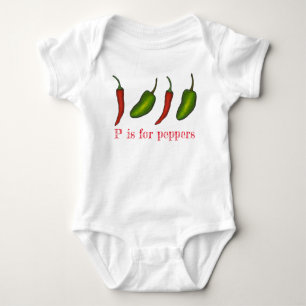 P is for Peppers Chilli Jalapeño Veggie Letter P Baby Bodysuit