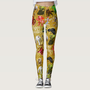 P is for Phoenix Christmas Leggings(Gold) Leggings
