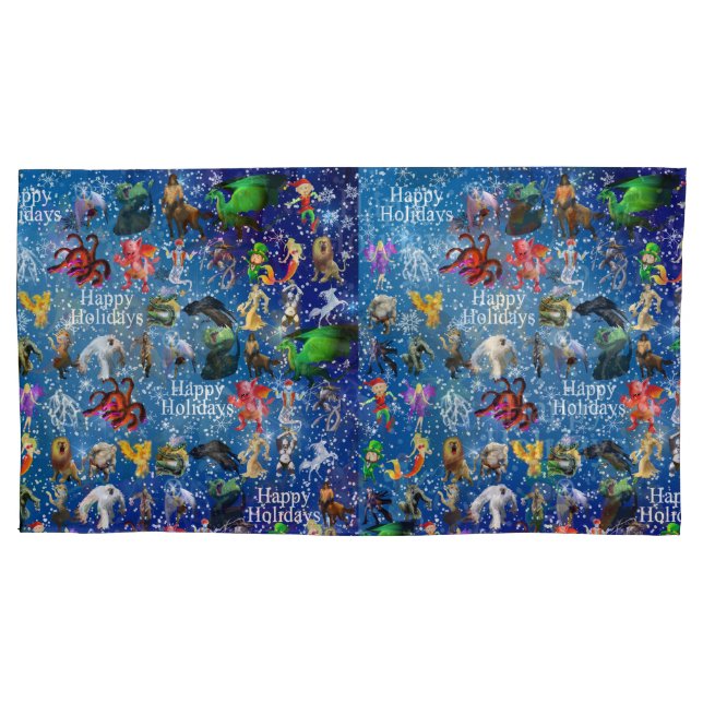 P is for Phoenix Christmas Pillow Case(Blue) Pillowcase (Front)