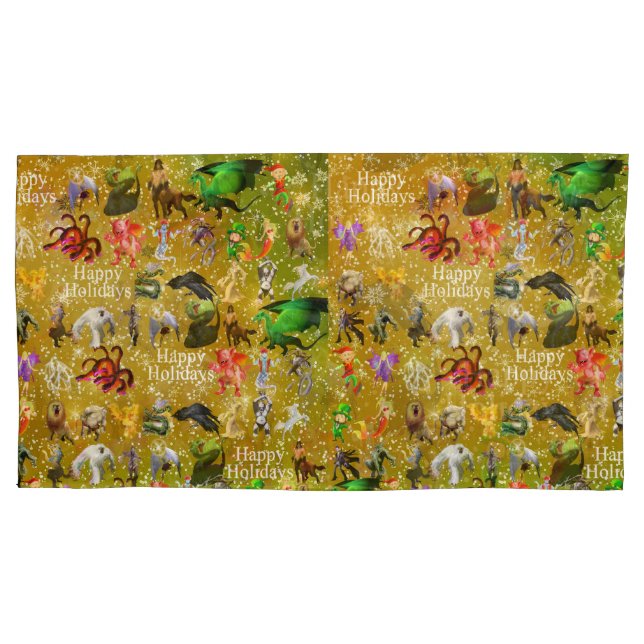 P is for Phoenix Christmas Pillow Case(Gold) Pillowcase (Front)