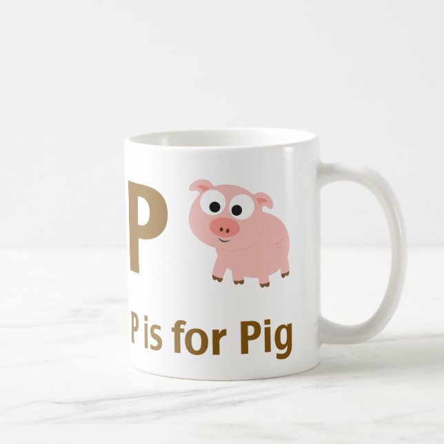 P is for Pig Coffee Mug (Right)