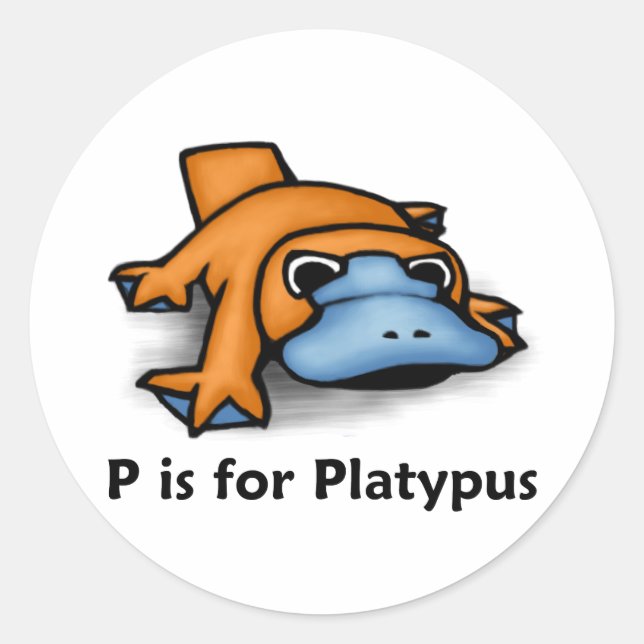 P is for Platypus Classic Round Sticker (Front)