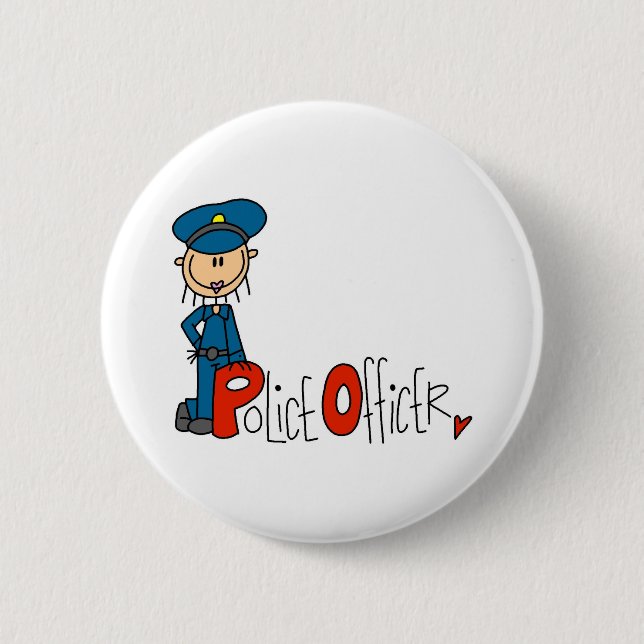 P is for Police Officer 6 Cm Round Badge (Front)
