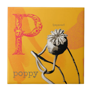 P is for Poppy Ceramic Tile