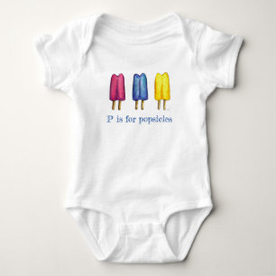 P is for Popsicles Twin Pop Ice Lolly Letter ABCs Baby Bodysuit
