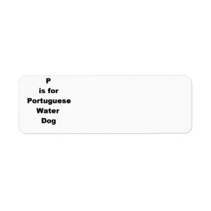 p is for portuguese water dog return address label
