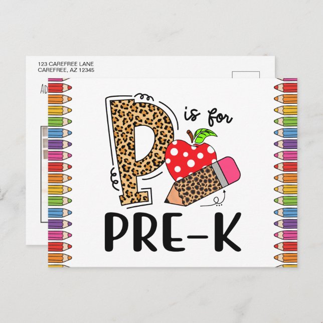 P is for PRE-K Back To School Teacher Photo Postcard (Front/Back)