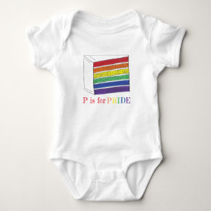 P is for Pride Rainbow Gay Pride Cake Slice LGBTQ Baby Bodysuit