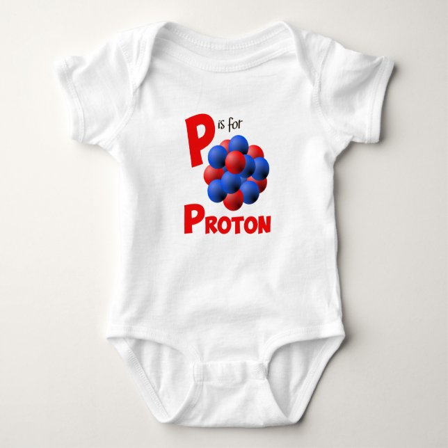 P is for Proton Cute Physics & Science Design Baby Bodysuit (Front)