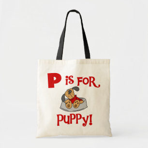 P is for Puppy Tshirts and Gifts Tote Bag