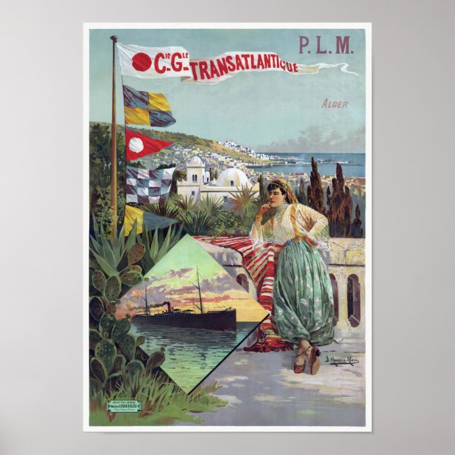 P.L.M. Alger Vintage Poster 1898 (Front)