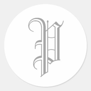 P Letter Monogram Sticker Grey Old English