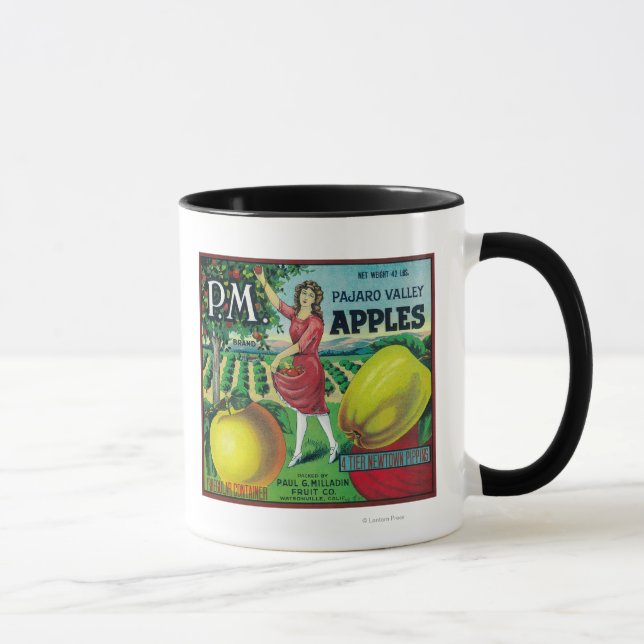 P.M. Apple Crate LabelWatsonville, CA Mug (Right)