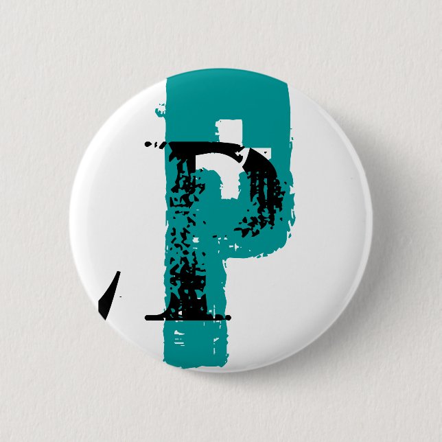 P monogram 6 cm round badge (Front)