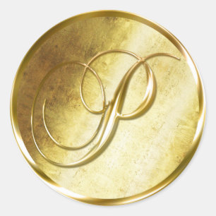 P Monogram Faux Gold Envelope Seal Stickers
