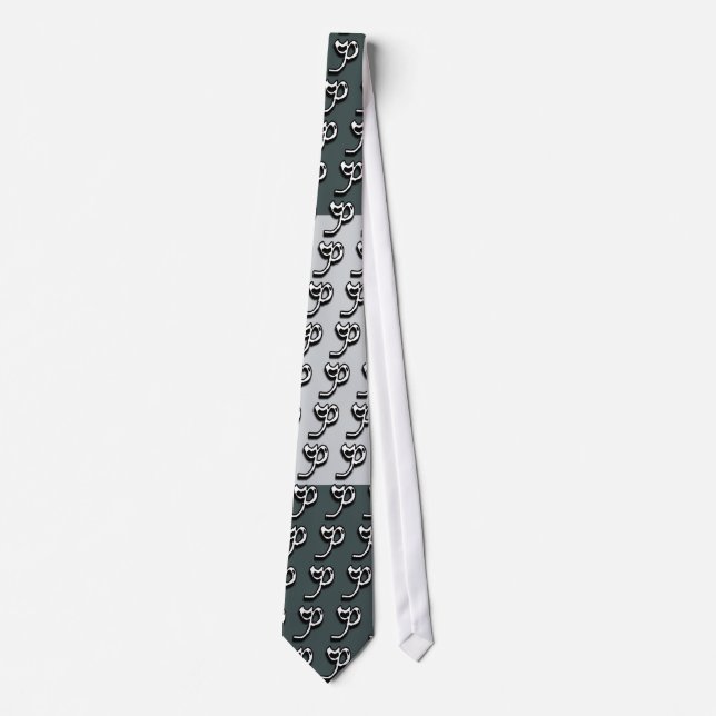 P Monogram Green and Grey Tie (Front)