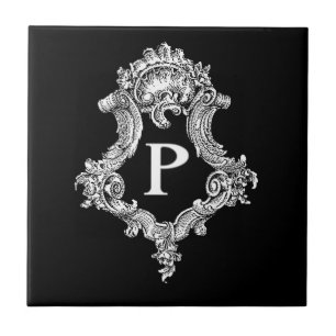 P Monogram Initial Ceramic Tile