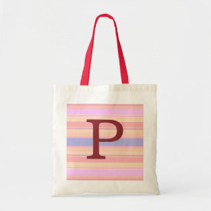P :: Monogram P Summer Stripes Fun Tote Bag