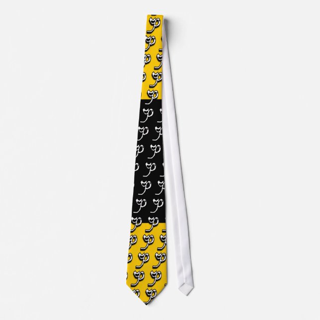 P Monogram Yellow Gold & Black Tie (Front)