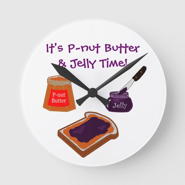P-nut Butter & Jelly Time Round Clock (Front)