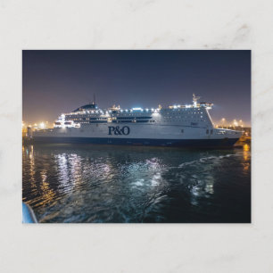 P&O Pride of Hull Ferry at Night Postcard
