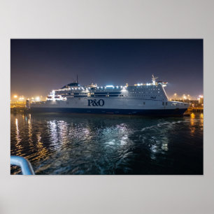 P&O Pride of Hull Ferry at Night Poster