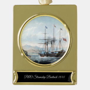 P&O steamship Bentinck 1844 Gold Plated Banner Ornament
