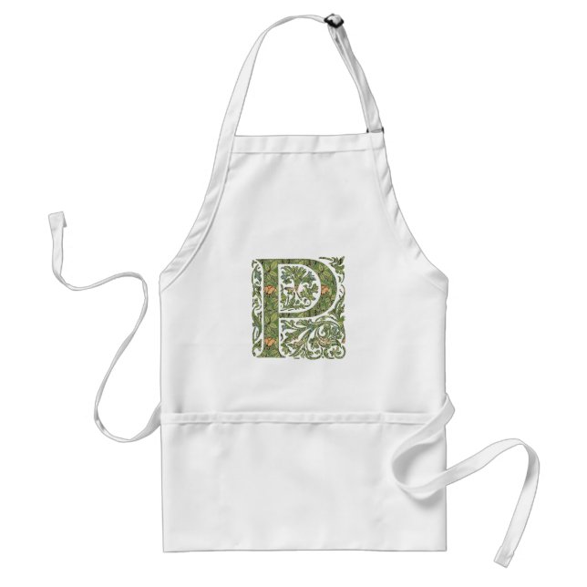 P Ornate Floral Leafy Monogram Standard Apron (Front)